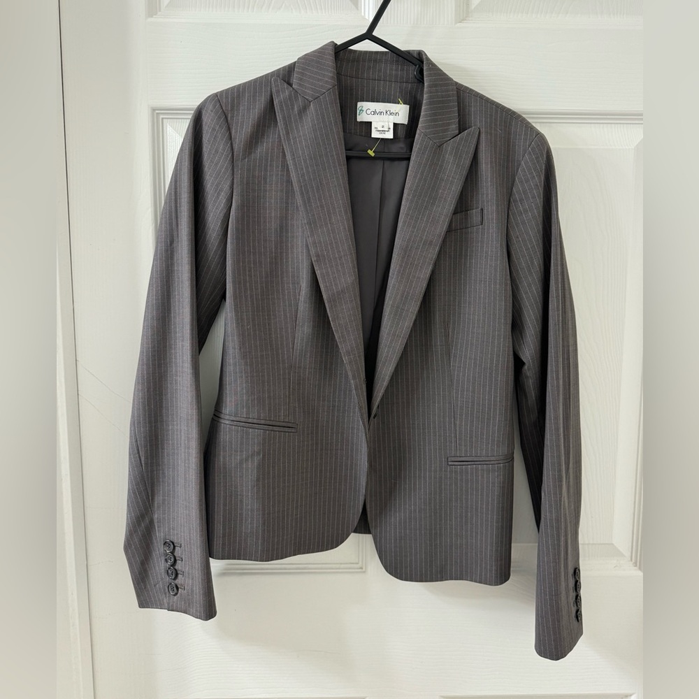 Calvin Klein Grey with white pinstripe Blazer - 2